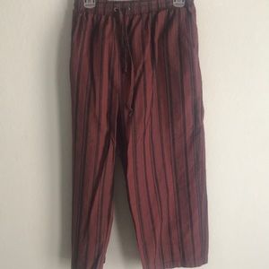 Thin red and black striped pants